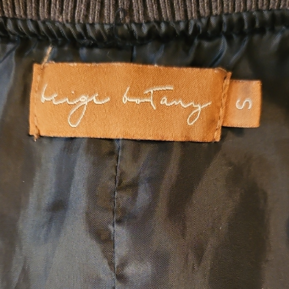 Beige Botany Faux Leather Cropped Bomber Jacket- Size S - Picture 7 of 10